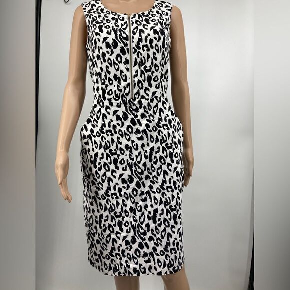 Beladama Cheetah Print Midi Dress Size 12 Black/White Color Made in Venezuela - Picture 3 of 10